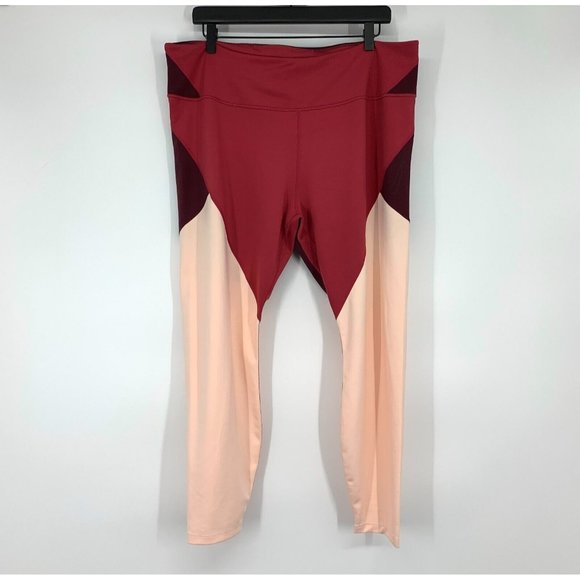 Nike One Training Leggings Red Pink Mid Rise Full Length - Picture 1 of 9